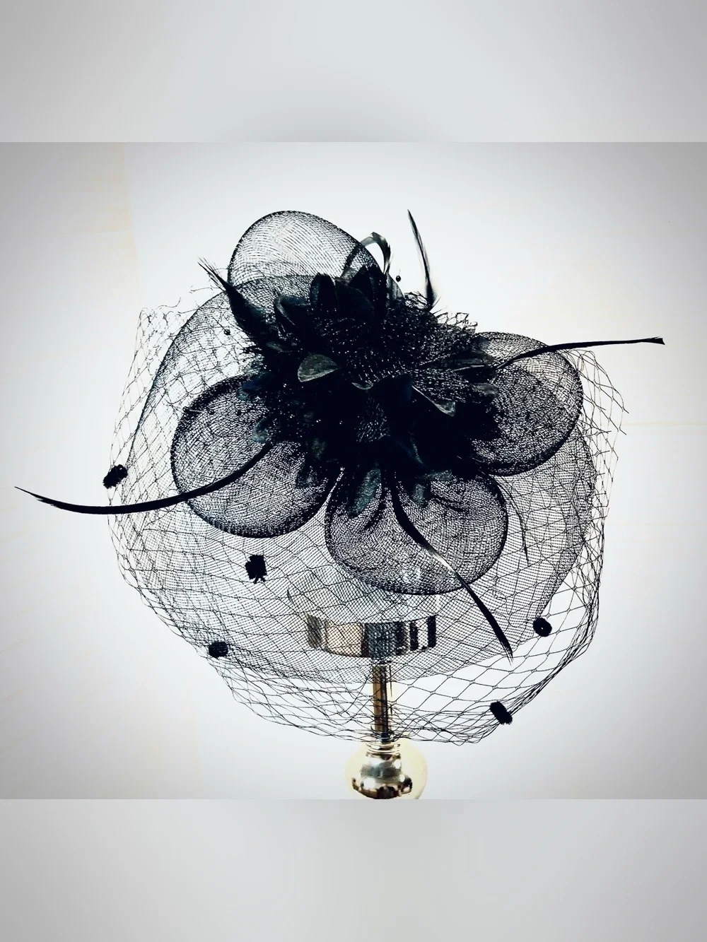Black Feathered Veiled Fascinator Hat - Tea Parties, Kentucky Derby, Weddings